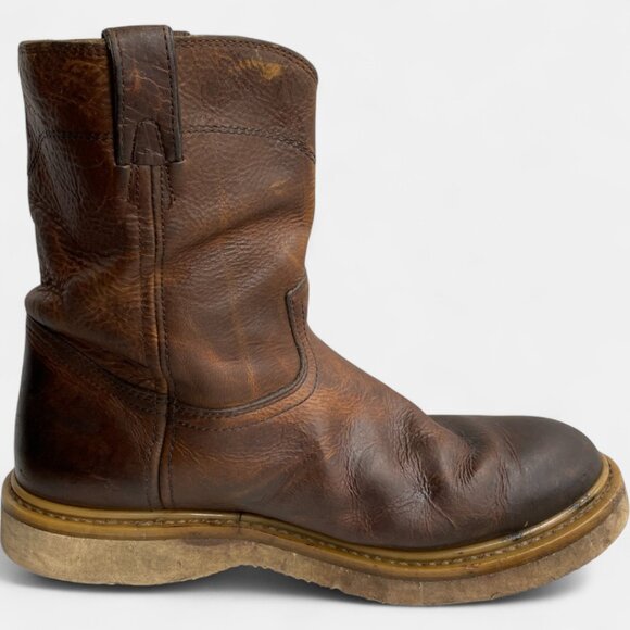 Justin Axe Wedge Men's 13 M Leather Western Work Brown Boots WK4908 Soft Toe - Picture 7 of 15